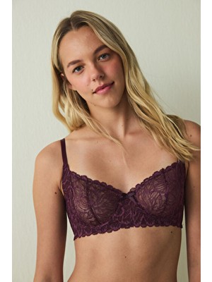 Penti Bordo Gloria Dantelli Balenli Dolgusuz Sütyen