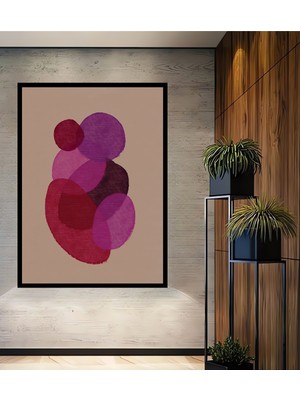 Teona Ahşap Çerçeve Görünümlü Soyut Sanat Renkli Daireler Ahşap Mdf Dekoratif Tablo Dikdörtgen Tablo