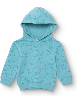 Hellobaby Erkek Bebek Kapüşonlu Sweatshirt Şardonlu Iki Iplik Kapüşonlu Yaka Uzun Kol