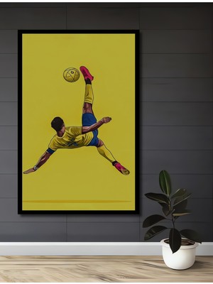 Teona Ahşap Çerçeve Görünümlü Futbol Akrobatı Dekoratif Ahşap Mdf Ev Duvar Tablo Dikdörtgen Ev Duvar Tablo
