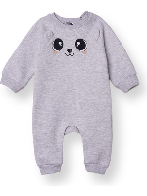 Hellobaby Kız Bebek Yenidoğan Patiksiz Tulum Şardonlu Üç Iplik Bisiklet Yaka Uzun Kol Patiksiz Paça