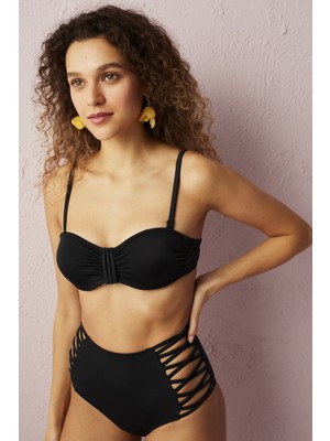 Penti Siyah Basic Pop Ekstra Dolgulu Push-Up Bikini Üstü
