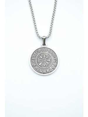 IDR Vegvisir Viking Pusula Kolye Deri İp