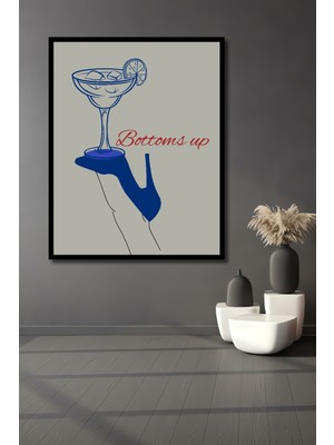 Teona Ahşap Çerçeve Görünümlü Kokteyl Kadehi Dekoratif Ahşap Mdf Ev Duvar Tablo Dikdörtgen Ev Duvar Tablo