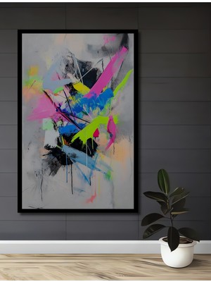 Teona Ahşap Çerçeve Görünümlü Renklerin Dansı Dekoratif Ahşap Mdf Ev Duvar Tablo Dikdörtgen Ev Duvar Tablo