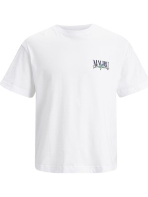 Jack & Jones Jorpalma Back Tee Ss Crew Neck Beyaz Erkek T-Shirt 12234270-Brigh