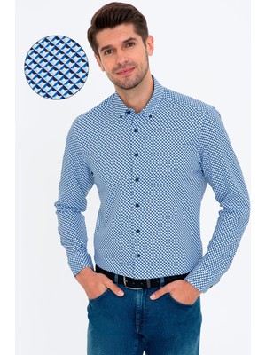 Pierre Cardin Erkek Lacivert Slim Fit Uzun Kollu Gömlek 50238724-VR033