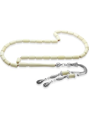 Tesbihane Kararmaz Metal Su Damlası Püsküllü Kırmızı Ipli Uçlu Kapsül Kesim Deve Kemiği Tesbih