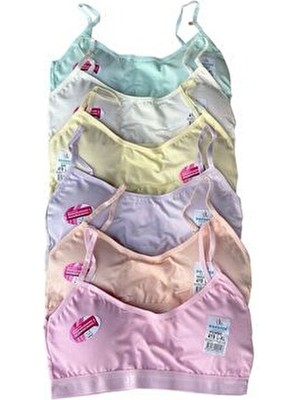 Dondeza Genç Kız Ip Askılı Pedli Alıştırma Sütyeni Düz Örme Kumaş Atma Kap 6'lı Set