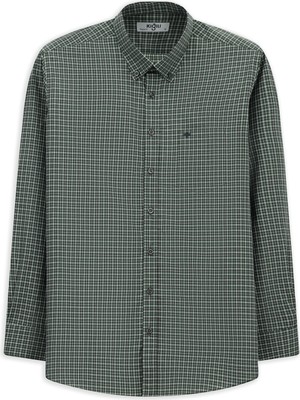 Kiğılı Uzun Kol Regular Fit Ekose Düğmeli Yaka Cepli Pamuk Gömlek