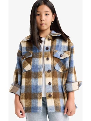 DeFacto Kaşe Kareli Uzun Kollu Gömlek Kız Çocuk F3385A825WN