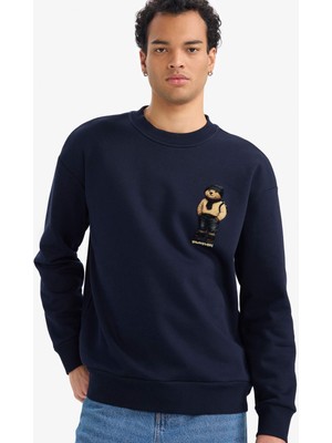 DeFacto Boxy Fit Bisiklet Yaka Ayıcıklı Sweatshirt G5149AX25AU