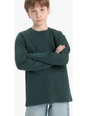 DeFacto Bisiklet Yaka Basic Düz Uzun Kollu Okul Tişörtü Erkek Çocuk E9661A825AU