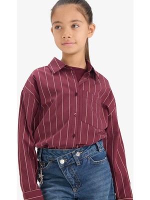 DeFacto 2'li Takım Poplin Gömlek Tişört Kız Çocuk G3254A825WN