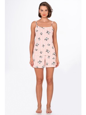 Kompedan Kadın Panda Desenli Ip Askılı Şortlu Pijama Takımı