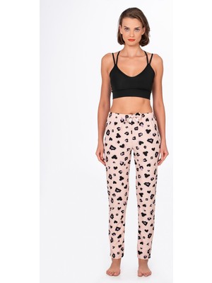 Kompedan Kadın Süet Leopar Desenli Pijama Tek Alt