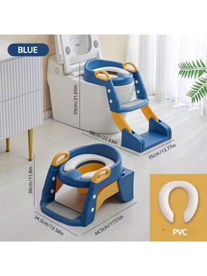 Hocafone Merdivenli Tuvalet Adaptörü Ergonomik Çocuk Tuvalet Eğitimi Koltuğu Katlanabilir Merdivenli - Dayanıklı Pp, Mavi & Sarı, Taşıması Kolay Saplı, Çocukların Banyo Kullanımı Için Mükemmel