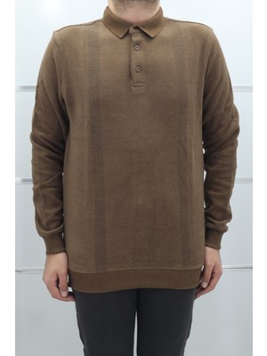 Santa Fistan Store Erkek Desenli Spor Kesim Normal Kalıp Polo Yaka Selanik Kumaşlı Kışlık Kazak