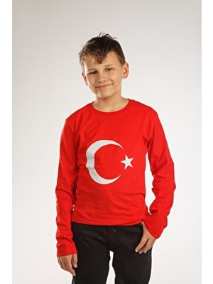 Ajn 23 Nisan 19 Mayıs 29 Ekim 10 Kasım Tshirt Pamuk Penyeler Kız Erkek Unisex Bayrak Kırmızı Uzun Kollu