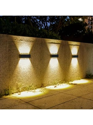 Shopytech 12 LED Güneş Enerjili Çift Yönlü Duvar Lambası IP65 Otomatik Gece Aydınlatma Kablolamasız Montaj