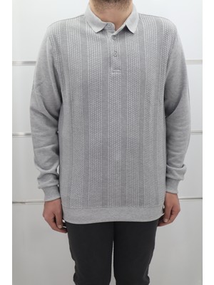 Santa Fistan Store Erkek Desenli Spor Kesim Normal Kalıp Polo Yaka Selanik Kumaşlı Kışlık Kazak