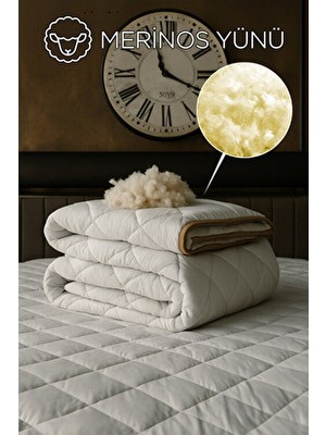 Battal Boy Kuzu Yünü Doğal Yorgan 220x240 cm Organik Merinos Yün ile Yumuşak Yüzey