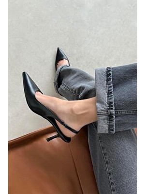 Straswans Raye Kadın Topuklu Deri Ayakkabı Siyah