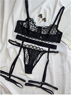 Rozenin Lingerie 3’lü Set Dantelli Bralet Takımı