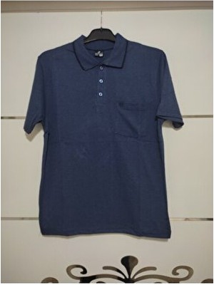  battal cepli yakalı pamuk penye tişört