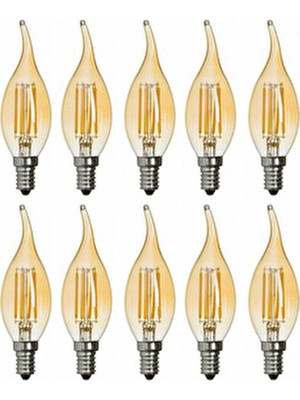 Orbus Rustik Kıvrık Ta3 4W E14 Amber LED Ampul 300LM Sarı Işık Rengi 10’lu Paket