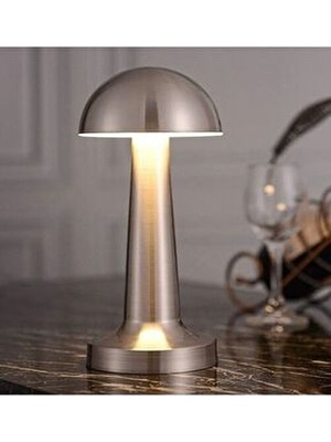 Horoz Masa Üstü LED Lamba,dokunmatik Mantar Lamba Gümüş
