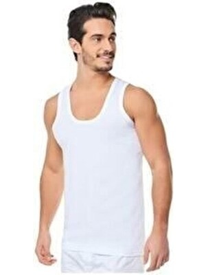 Tutku Seher Yıldzı Erkek %100 Pamuk Penye Atlet Beyaz 6'lı Klasik 001