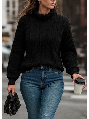 La Mode Istanbul Uzun Kollu Yarı Balıkçı Yaka Triko Bluz