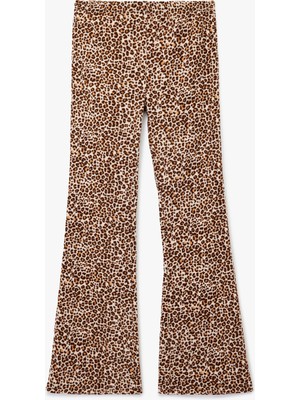 Koton Leopar Desenli Slim Fit Ispanyol Paça Pantolon