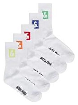 Jack & Jones 5 Li Beyaz Jacdan Logo Tenis Çorapları Yüksek Kalite Malzeme Özellikleri ile Spor İçin Tasarlandı