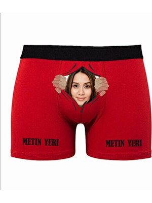 Texkid Eğlenceli Yazılı Kırmızı Erkek Man Boxer 2XL Kişiye Özel Tasarım