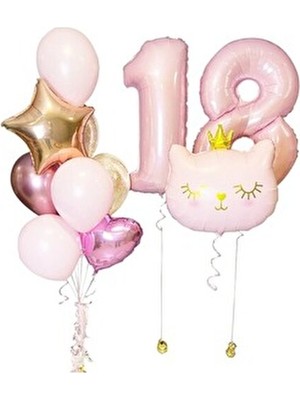 Düvenci Ticaret Kedi Konseptli 18 Yaş Balon Set