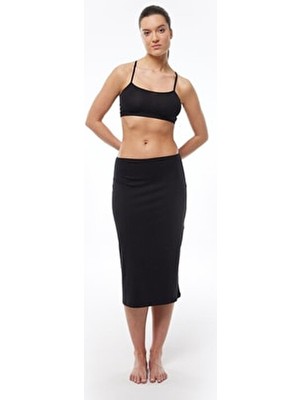 Malabadi Kadın Siyah Rengi Tam Boy Uzun Etek Astarı Modal Jüpon 1061