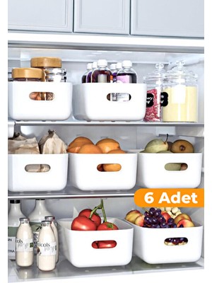 Esti 6 Adet - 4 Lt Çok Amaçlı Dolap Içi Düzenleyici Kutu | Buzdolabı, Mutfak, Banyo, Makyaj Saklama Kabı