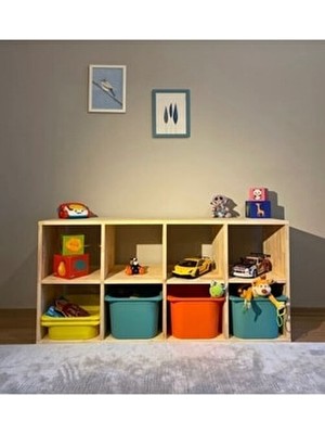 Bej Renkli Montessori Bölmeli Saklama Ünitesi Ahşap Malzeme İle Evinize Değer Katar