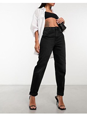 Vega Kadın Siyah Mom Fit Jeans Kot Pantolon