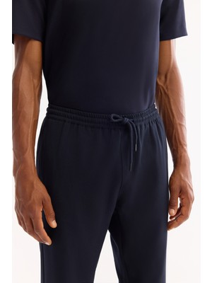 AVVA Erkek Lacivert Beli Lastikli Bağcıklı Duble Paça Jogger Relaxed Fit Pantolon E003000