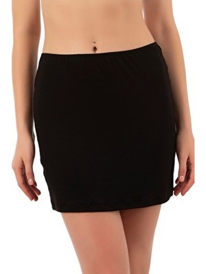 Lirona 17290 Kadın Viskon Diz Üstü Mini Boy Astar Jüpon Kombinezon