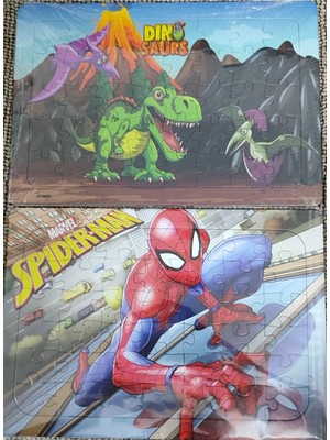 Ada Çanta Kırtasiye 2 Adet Puzzle Yap Boz (33CM*23CM*40PARÇA) (Dinozorlar / Örümcek Ad. Figürlü)
