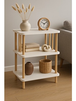 Peka Modern Çevir Kur 2 Raflı Köşe ve Yan Sehpa – Çok Amaçlı Fiskos Sehpa