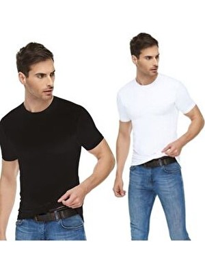 Tutku Elit Erkek Sıfır Yaka Body 2’li Paket Kısa Kol Siyah Esnek Dokuma Kumaş