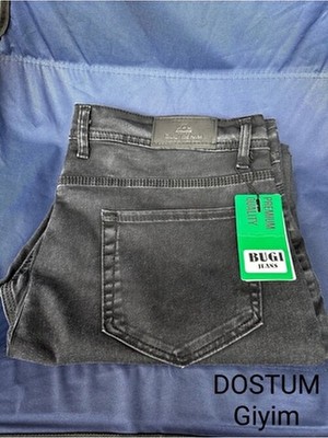 Gambia Outdoor's Bugi Star Siyah Klasik Büyük Beden Yüksek Bel Esnek Normal Paça Erkek Kot Pantolon