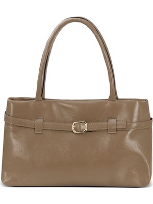 POLOGRAND London Orijinal Yeni Sezon Büzgülü ve Kemer Detaylı Çıtçıtlı Lüks Yumuşak Deri El Kol ve Omuz Çantası