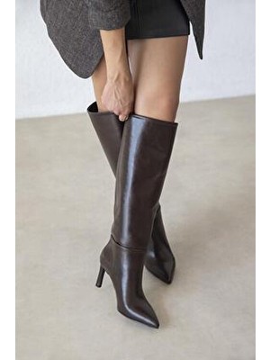 Straswans Nadia Kadın Kırışık Deri Çizme Kahve