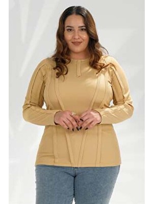 Roxxlen Büyük Beden Ribana Şeritli Sweat